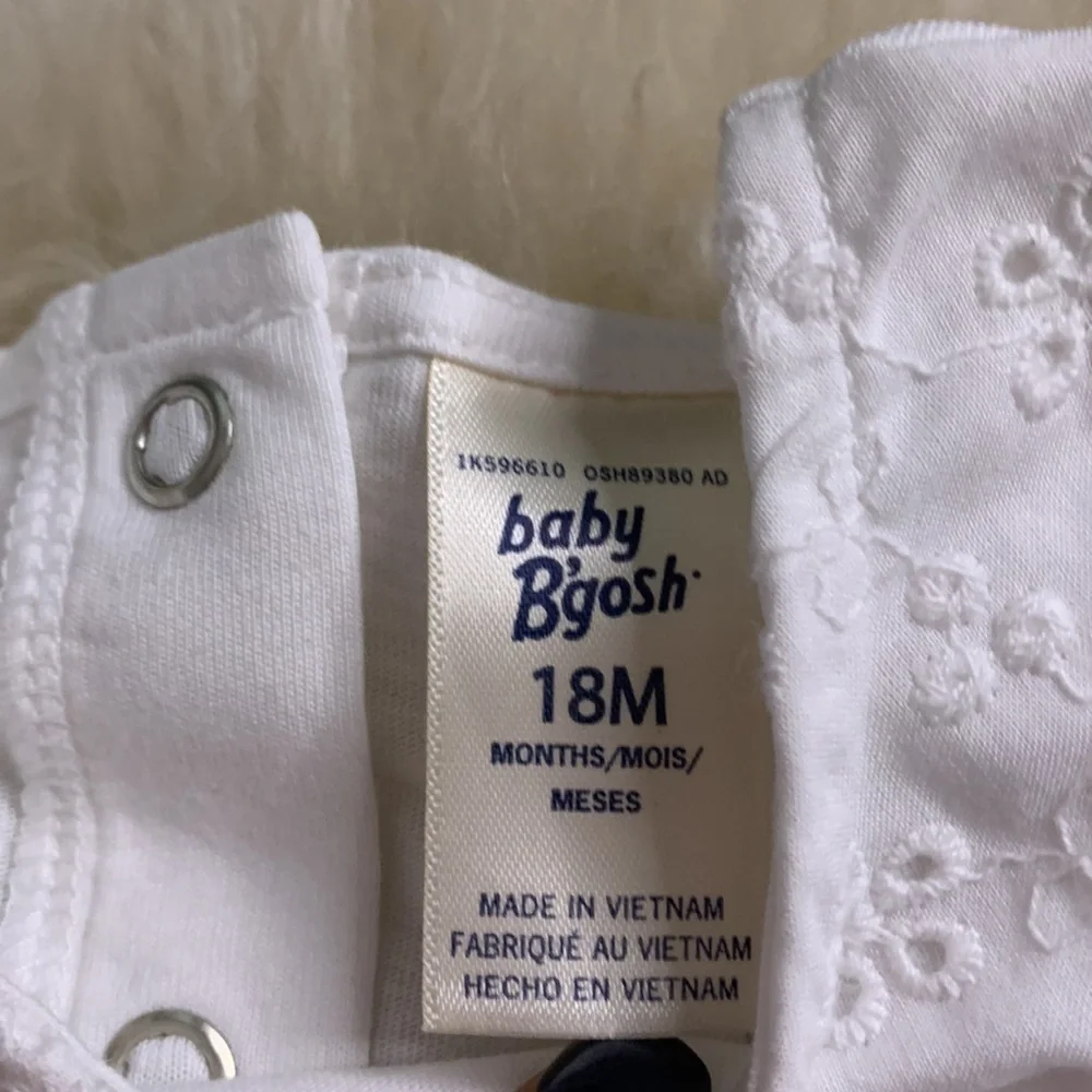Baby b’gosh bodysuit white eyelet ruffle cotton 18 months one piece